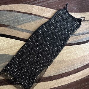 Haute Monde Black Maxi Dress with White Beaded Detail